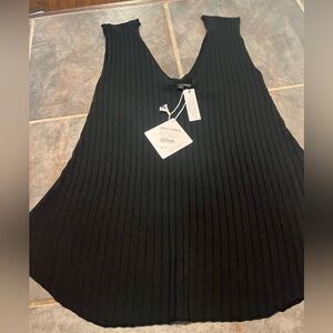 Coco + Carmen Black Ribbed V-Neck Tank
